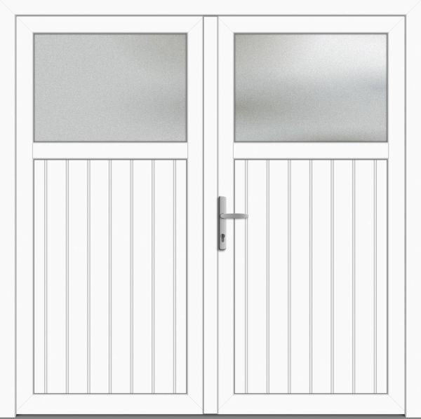 Nebeneingangstür "MELINA 1/3" 60mm (PVC, genutet, 2-flügelig, Doppeltür, symmetrisch, weiß)