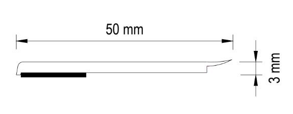 Flachleiste für Kunststoff-Türen 50 x 3 mm (selbstklebend)