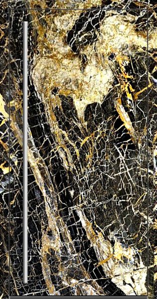 Außenansicht Aluminium-Stein-Tür Portoro Gold innen öffnend DIN links