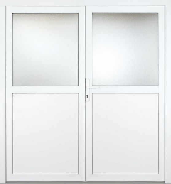 Nebeneingangstür "CAILIN 1/2" 70mm (glatt, 2-flügelig, Doppeltür, symmetrisch, weiß)