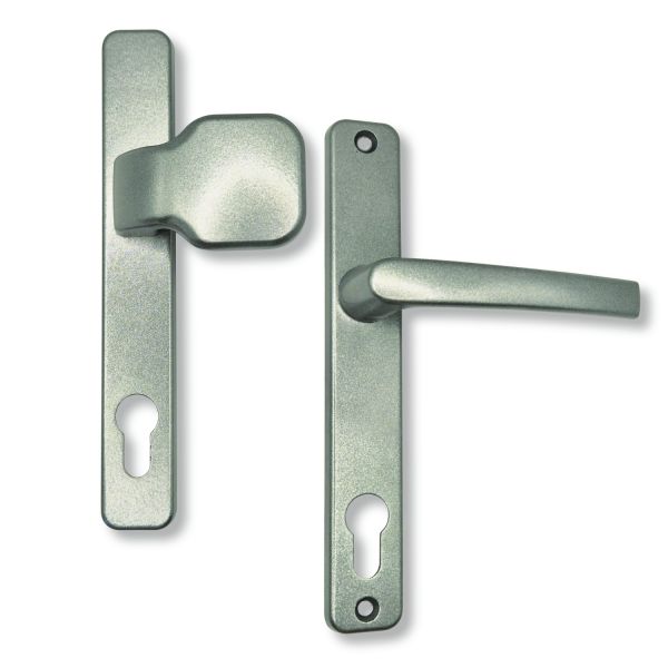 Drücker-Knauf (Graualuminium, Langschild, Schmalrahmen)