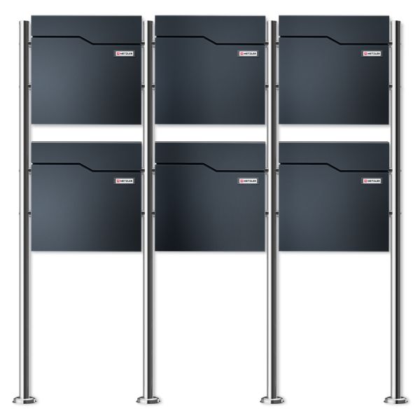 Metzler sechsfach Standbriefkasten "HOFFMANN" Mehrfamilienhaus mit austauschbarem Namensschild