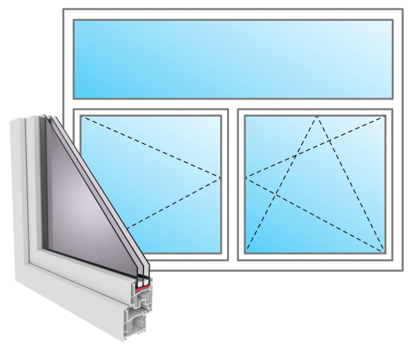 PVC Fenster G74 innen öffnend Seitenunabhängig