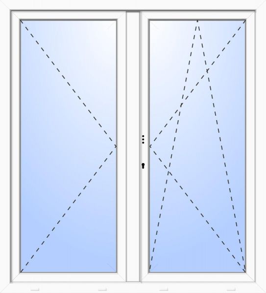 Kunststoff Balkontür &quot;OSKAR&quot; 74 mm 2-fach Verglasung symmetrisch Dreh / Dreh-Kipp Stulp 2-flügelig (abschließbar)