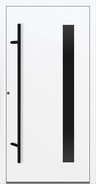 Außenansicht Aluminium Haustür Blackline Serie schwarzer Stoßgriff Weiß