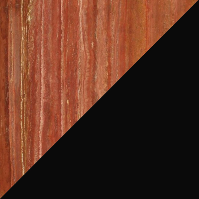 Travertin Rosso (Stein au&szlig;en) / Tiefschwarz (RAL 9005 innen)