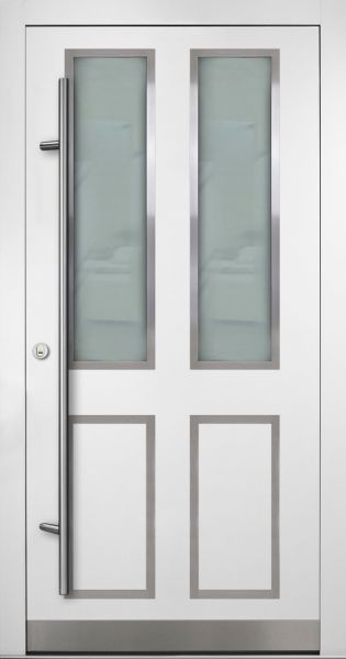 Außenansicht Aluminium Haustür mit Glas Weiß