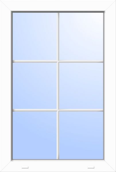 Kunststoff Fenster &quot;FRANZ&quot; 74 mm 2-fach Verglasung fest verglast 6 Sprossenfelder