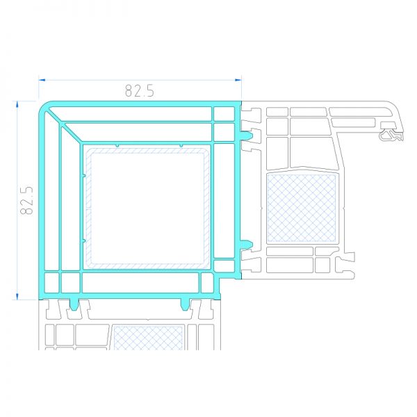 Eckverbinder 90° 82,5 mm für Türen und Fenster der Stärke 74 mm