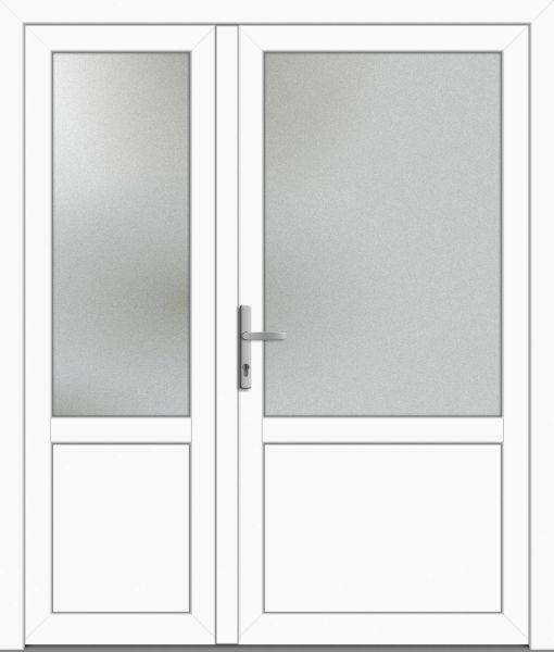 Nebeneingangstür "ANASTASIA 2/3" 70mm (ALU-PVC, glatt, 2-flügelig, Doppeltür, asymmetrisch, weiß)