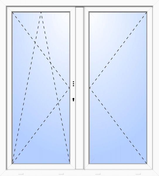 Kunststoff Balkontür &quot;PATRICK&quot; 74 mm 2-fach Verglasung symmetrisch Dreh-Kipp / Dreh Stulp 2-flügelig (abschließbar)